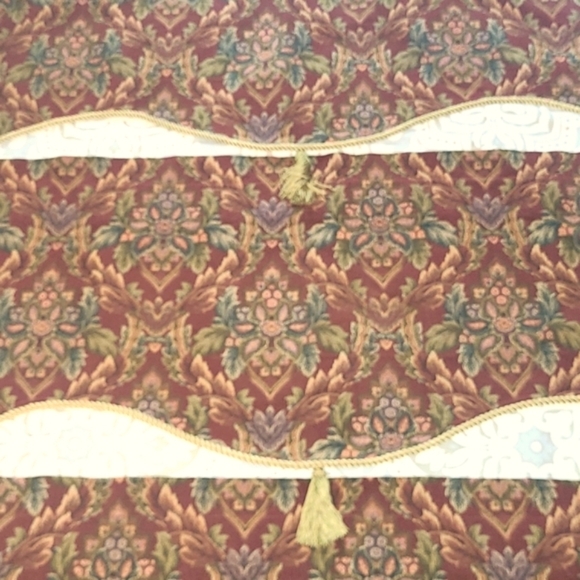 3 Matching Luxury Tapestry Valances Gold Cable Trim & Tassel Vintage 49"x 29.75" - Picture 2 of 7